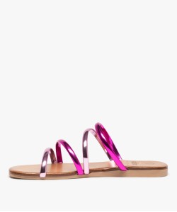 Mules femme avec brides bicolores effet miroir